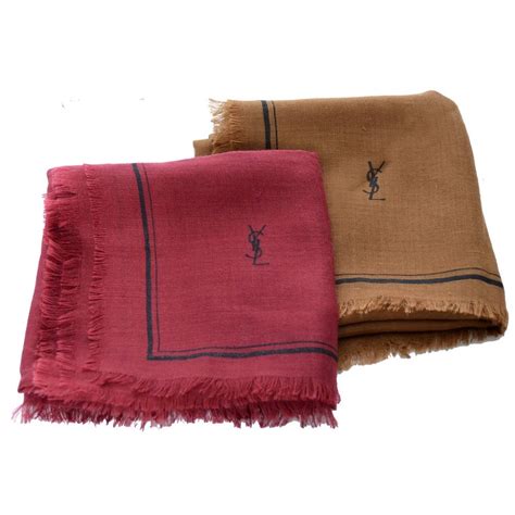 ysl white knit scarf|yves saint laurent scarf vintage.